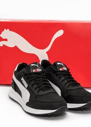Шкіряні кросівки puma колір чорний/ білий