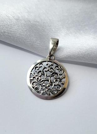 Серебряная подвеска кулон  ажур без камней серебро 925 пробы черненное п260 2.60г