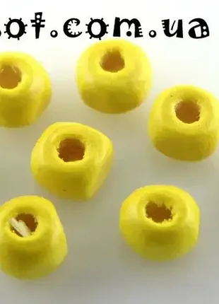 420гр. (≈10500шт) желтые деревянные бусины, 6x4мм