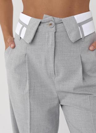 Жіночі штани-палацо зі стрілками — світло-сірий колір, m (є розміри)4 фото