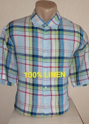 Шикарная льняная рубашка с короткими рукавами olymp casual, молниеносная отправка 🚀⚡