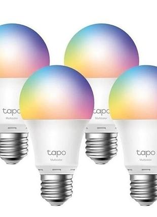 Разумная разноцветная led wi-fi лампа с регулировкой tp-link tapo l530e(4-pack) 8.7 вт/e27/806 лм