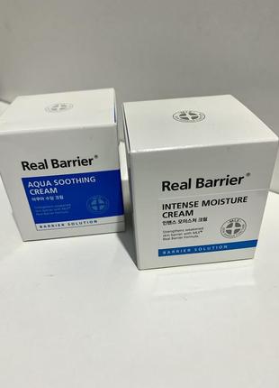 Зволожуючий крем real barrier aqua soothing gel та real barrier intense moisture cream