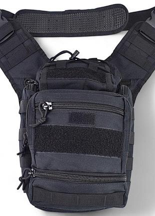 Тактична сумка чорна через плече військова велика нагрудна сумка