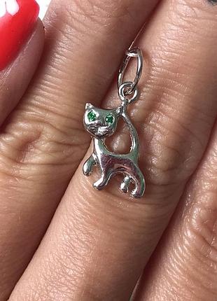 Подвес серебро 925 кулон серебряный кошка 🐈‍⬛ 36043