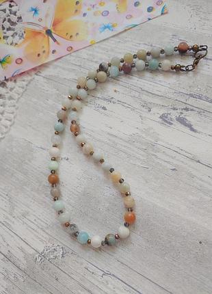 Чокер намисто намисто з натурального каменю. амазонит 6 мм