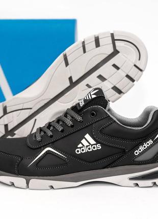 Кожаные кроссовки adidas черные