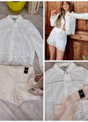 Продам набором рубашку zara, шорты из кружева