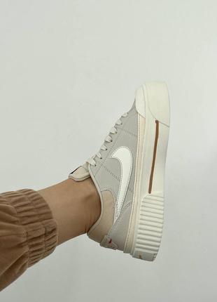 Жіночі шкіряні кросівки nike court legacy white beige4 фото