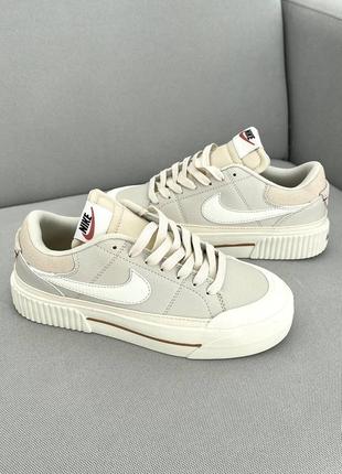 Жіночі шкіряні кросівки nike court legacy white beige9 фото