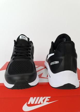 Летние кроссовки репл. беговые мужские черно-белые nike zoom guide 10 runnig black white. обувь мужская найк9 фото