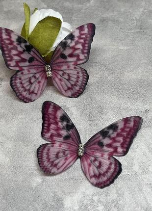 Метелик шифоновий (двошаровий), розмір ≈ 4*5,1 см, 1 шт, різнокольоровий