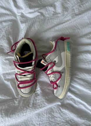 Женские кроссовки nike dunk low off-white lot 30/50