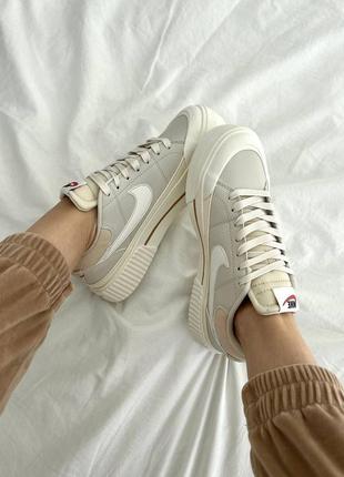 Женские кожаные кроссовки nike court legacy white beige найк корт гастые5 фото