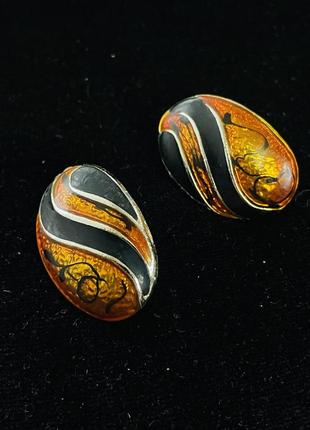 Серьги пусеты, горячая эмаль, винтаж