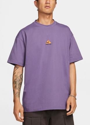 Футболка nike acg solid color small logo round neck casual 3