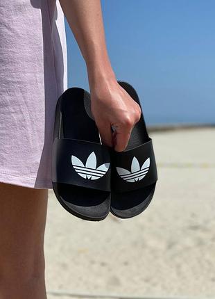 Жіночі шльопанці adidas black logo white | smb