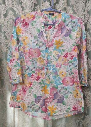 Хлопковая блузка рубашка цветы акварель lidl  🇩🇪