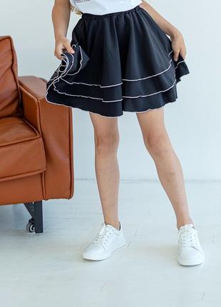 Спідниця дитяча, підліткова, літня, весняна, чорна