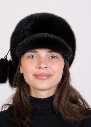 Жіноча хутряна норкова об'ємна кепка