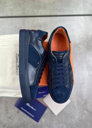 Кросівки santoni blue з натуральної шкіри ob389