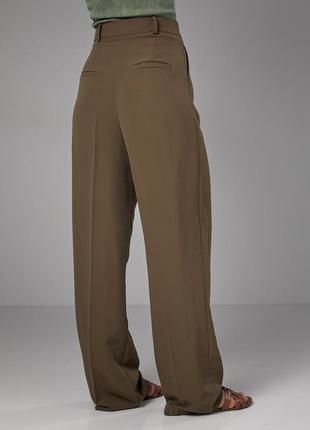 Классические брюки со стрелками прямого кроя - хаки цвет, m (есть размеры)2 фото
