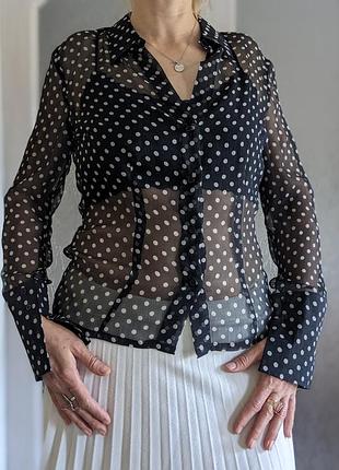 Oui блузка з шовку блузочка в горошок шовкова блуза сорочка зі шовку .