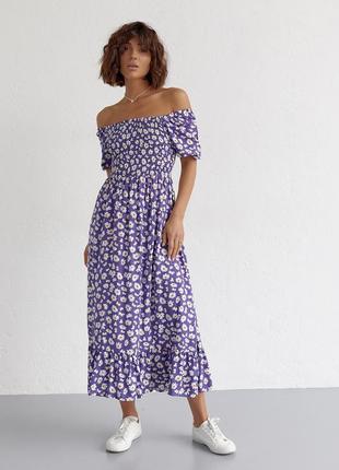 Женское длинное платье с эластичной талией и оборкой esperi - фиолетовый цвет, s (есть размеры)