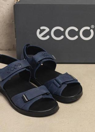 Чоловічі шкіряні сандалі  босоніжки еccо sport blue сині