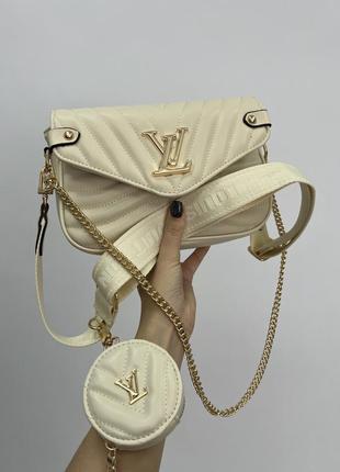 Сумка у стилі louis vuitton wave cream/gold6 фото