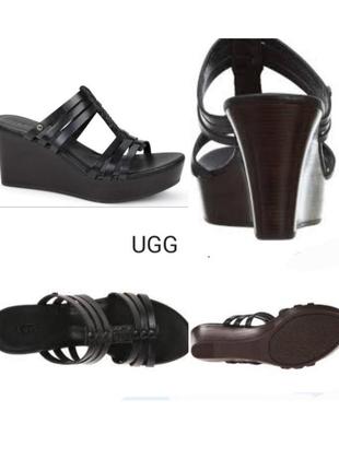 Шкіряні шльопанці на танкетці ugg5 фото