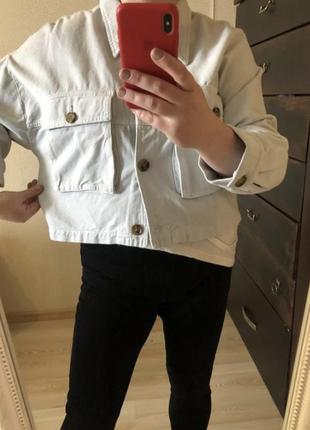 Нова укорочена вільна джинсова куртка 50-54 р zara9 фото