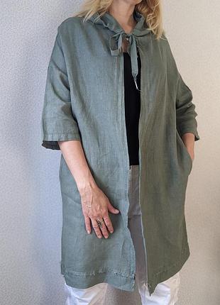 Eco itali  льняний плащ льняний кардіган  льняний халат італія новий кардіган з капюшоном з карманами.3 фото