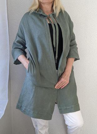 Eco itali  льняний плащ льняний кардіган  льняний халат італія новий кардіган з капюшоном з карманами.4 фото