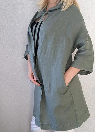 Eco itali  льняний плащ льняний кардіган  льняний халат італія новий кардіган з капюшоном з карманами.5 фото