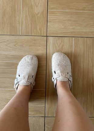 Шерстяные тапки в стиле birkenstock boston