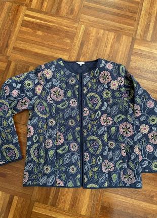 Новая хлопковая стеобанп легкая куртка пиджак без застежки cotton traders 14 42(48).крест 🇬🇧 как gudrun sjoden