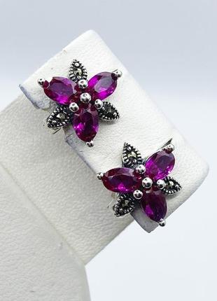 Сережки срібні з корундом та марказитом 5,32 г