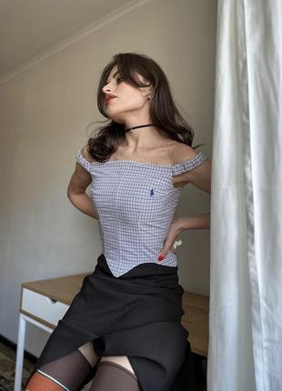 Ralph lauren xs s апсайкл корсет из рубашки в клетку