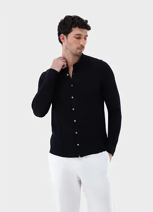 Van laack safino рубашка с сетчатой ​​структурой из воздушного хлопка s00267/100