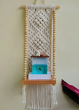 Полка настенная с плетением в технике макраме (handmade<unk> ручная работа)
