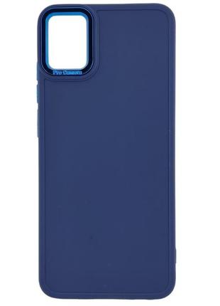 Чехол metal style для samsung galaxy a04e / a042 бампер с микрофиброй темно-синий