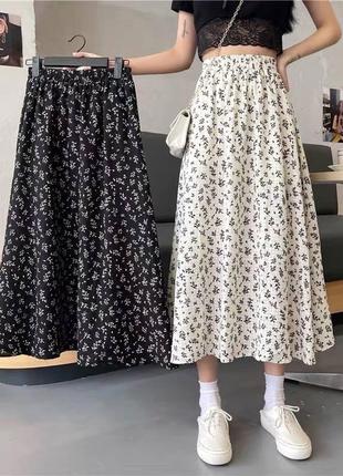 Модная, длинная юбка с красивым принтом