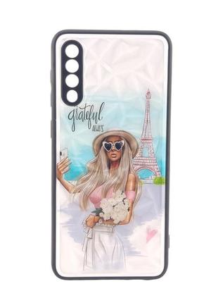 Чехол prisma для телефона glass case samsung galaxy a30s/a50/a50s pink / a505 бампер рисунок lady paris