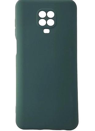 Чехол silicone case для телефона xiaomi redmi note 9s бампер с микрофиброй темно-зеленый