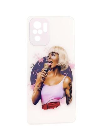Чехол glass case для xiaomi redpoco x3 pro 4g / redpoco x3 pros стеклянный белый бампер с рисунком girl