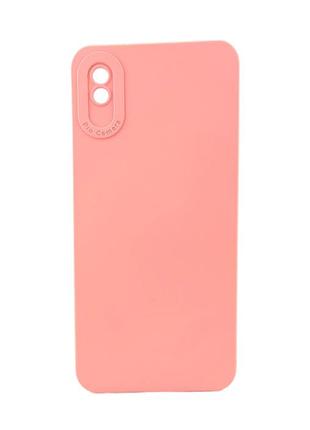 Чехол tpu pro camera для телефона xiaomi redmi 9a бампер с микрофиброй персиковый