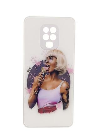 Чохол glass case для xiaomi redmi note 9s бампер white girl