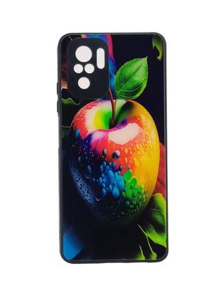 Чехол glass case для xiaomi redpoco x3 pro 4g / redpoco x3 pros стеклянный черный бампер с рисунком apple