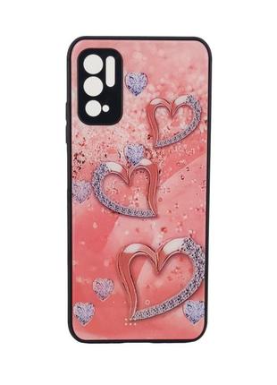 Чехол glass case для xiaomi redpoco x3 pro 5g бампер pink heart